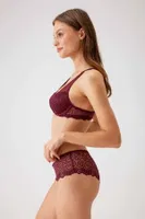 Pierre Cardin Mürdüm Balenli Soft Push Up Sütyen Takım 4742 Mor görsel 9