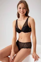 Pierre Cardin Mürdüm Balenli Soft Push Up Sütyen Takım 4742 Siyah
