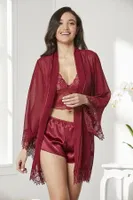 Pierre Cardin Saten Dörtlü Çeyiz Seti 7005 Bordo görsel 31