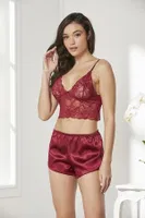 Pierre Cardin Saten Dörtlü Çeyiz Seti 7005 Bordo görsel 37