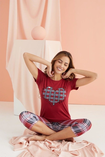 Kısa Kollu Kapri Kadın Pijama Takımı Polkan 15927