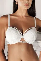 Push Up Dantelli Sütyen New Bra Lingerie 3023 Ekru