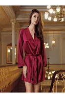 Saten Bride Sabahlık Perin 1020 Bordo farklı açı