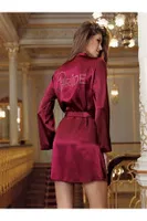 Saten Bride Sabahlık Perin 1020 Bordo görsel 4