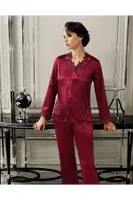 Saten Pijamalı Altılı Çeyizlik Takım Perin 9500 Bordo görsel 8