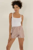 Saten Şort Pijama Altı Doremi 002-001095 Kahverengi