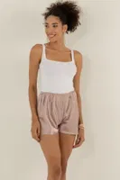 Saten Şort Pijama Altı Doremi 002-001095 Kahverengi detay görünüm