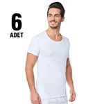 Penye Bisiklet Yaka Erkek Atlet 6'lı Seher Yıldızı 0002 Beyaz