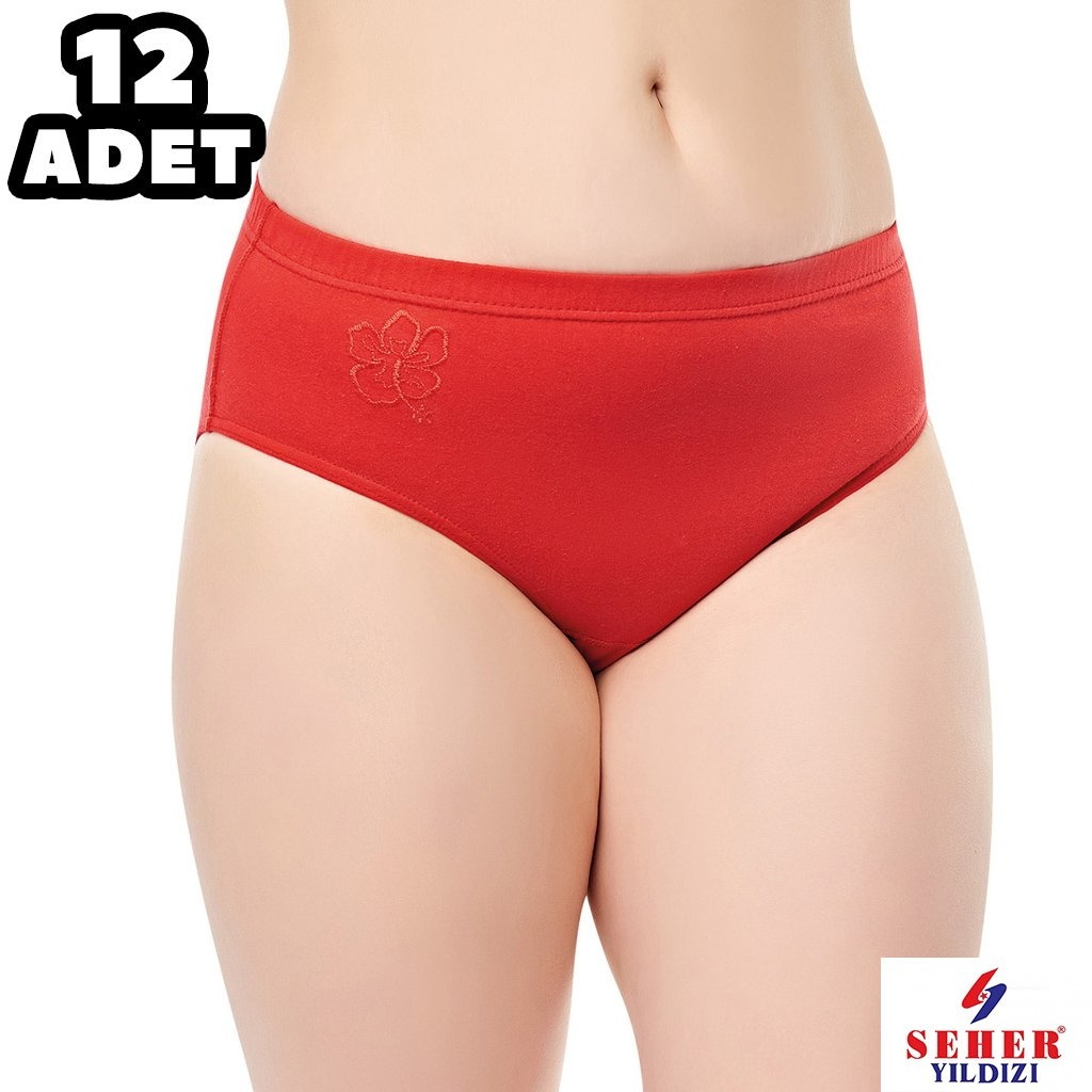 Düz Renk İşli Bayan12Li Kadın Külot SKD0025