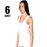 Kalın Askılı Hazıryaka Bayan Atlet 6Lı Seher Yıldızı 0012 Beyaz detay görünüm
