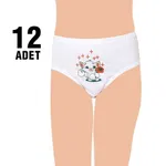 Kız Çocuk İşlemeli Slip Külot 12Li Seher Yıldızı 0051 Beyaz