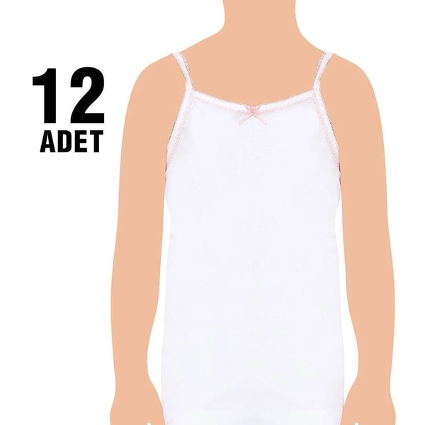 Kız Çocuk Kız İp Askılı Oyalı Atlet 12Li SKC0048
