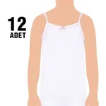 Kız Çocuk Kız İp Askılı Oyalı Atlet 12Li SKC0048 Beyaz