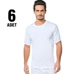 Kısa Kolu Bantlı Sıfır Yaka Erkek Atlet 6'lı Seher Yıldızı 0004 Beyaz