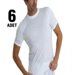 Kısa Kolu Bantlı Sıfır Yaka Erkek Atlet 6'lı Seher Yıldızı 0004 Beyaz detay görünüm