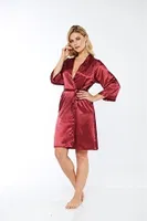 İpek Saten Sabahlık Bordo Sistina 14004 Bordo