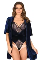 Kadife Bodysuit İkili Takım Sistina 1433 Lacivert