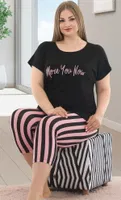 Siyah Büyük Beden Kapri Pijama Takım Lady 10587 Siyah