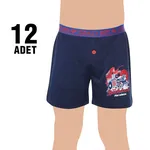 Tutku 0253 Baskılı Erkek Çocuk Boxer - 12 Adet Asorti