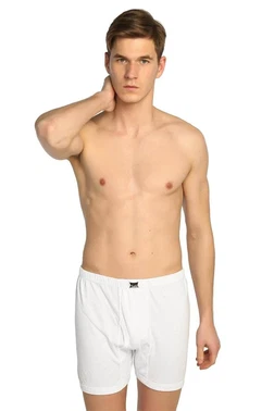 Tutku Beyaz %100 Pamuk Erkek Ribana Paçalı Arjantin Boxer Tutku 0111 - 6 Adet - Alternatif Görünüm