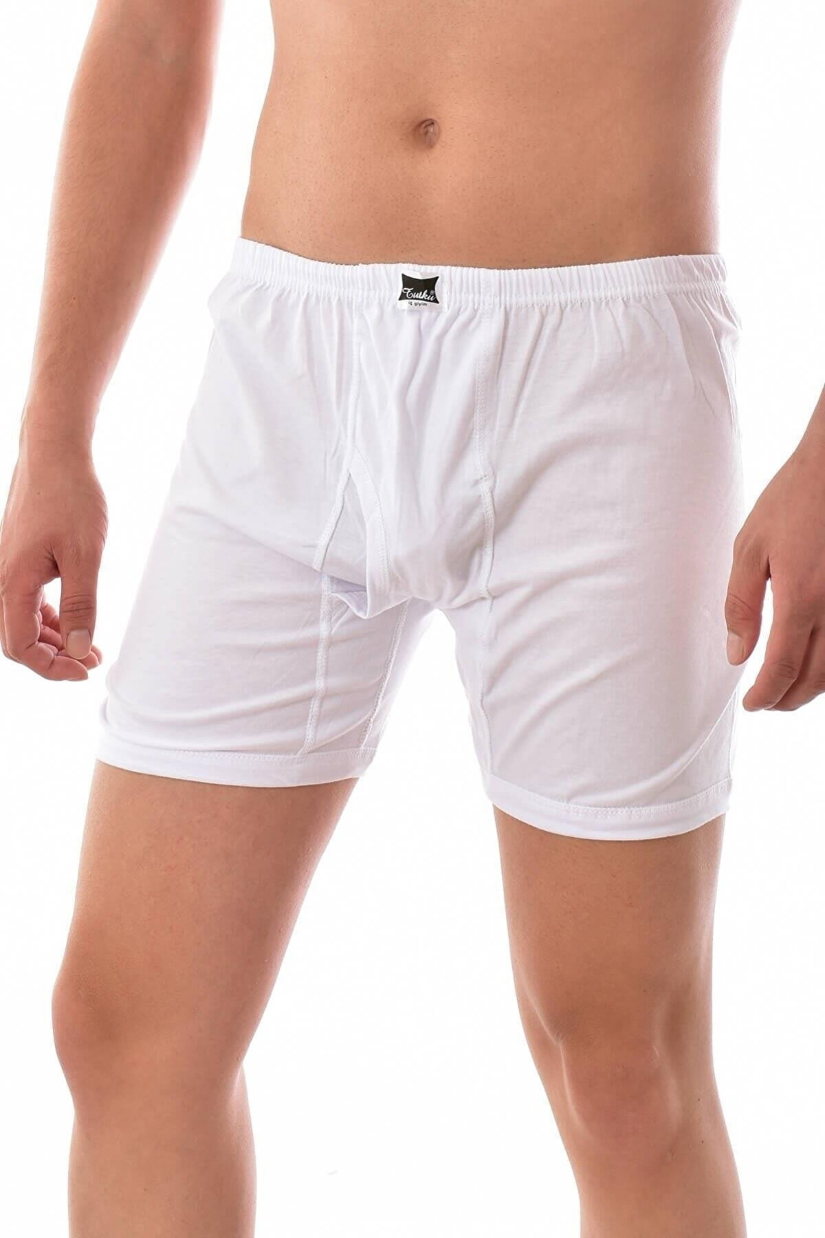 Beyaz %100 Pamuk Erkek Ribana Paçalı Arjantin Boxer Tutku 0111 - 6 Adet