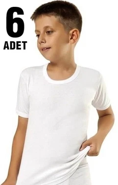Erkek Çocuk %100 Pamuk Penye Bisiklet Yaka Atlet Tutku 0127 - 6 Adet - Alternatif Görünüm