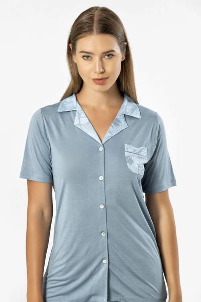Gömlek Yaka Kısa Kollu Kadın Pijama Takımı Türen 3376