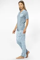 Gömlek Yaka Kısa Kollu Kadın Pijama Takımı Türen 3376 Mavi farklı açı