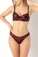 Zebra Desenli Sütyen Takım DoReMi 002-001601 Bordo