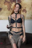 Zincirli Etekli Fantezi Harness Kostüm MissisX 2069 Siyah