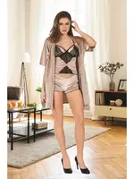 Dantelli Kadife 3lü Takım Sistina 1398 Vizon görsel 5