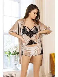 Sistina Dantelli Kadife 3lü Takım Sistina 1398