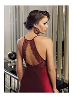 2Li Saten Güpürlü Gecelik Sabahlık Çeyiz Seti Perin 4013 Bordo detay görünüm