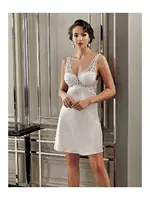 Güpürlü 2Li Saten Gecelik Sabahlık Çeyiz Seti Perin 4014 Ekru detay görünüm