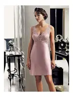 Güpürlü 2Li Saten Gecelik Sabahlık Çeyiz Seti Perin 4014 Pudra görsel 10