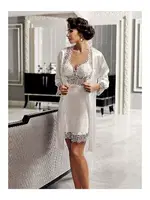 6Lı Güpürlü Saten Gelin Çeyiz Seti Perin 9600 Ekru görsel 5