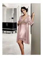 6Lı Güpürlü Saten Gelin Çeyiz Seti Perin 9600 Pudra görsel 13