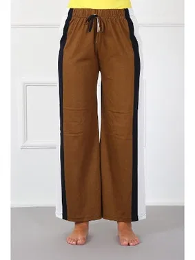 Akbeniz Yanları Şeritli Penye Bol Paça Pantolon Akbeniz 210015