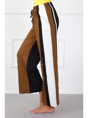 Akbeniz Yanları Şeritli Penye Bol Paça Pantolon Akbeniz 210015 - Alternatif Görünüm