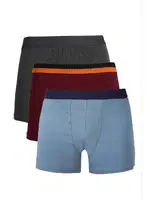 Karışık Renk Erkek Penye 3Lü Boxer Akbeniz 40093 Çok Renkli