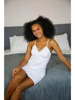 İp Askılı Beyaz Penye Kadın Gecelik Akbeniz 11305 Beyaz detay görünüm