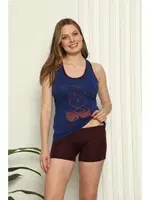 Kadın Pamuk Kalın Askılı Şortlu Pijama Takım Akbeniz 3596