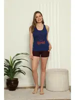 Kadın Pamuk Kalın Askılı Şortlu Pijama Takım Akbeniz 3596 detay görünüm