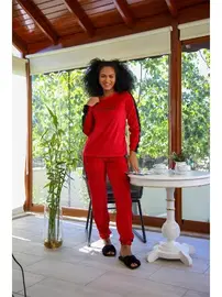 Akbeniz Yanları Şeritli Kadife Kadın Eşofman Takım Akbeniz 9077