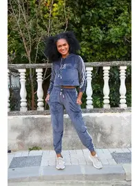 Akbeniz Kadife Kapşonlu Kadın Eşofman Takım Akbeniz 9054