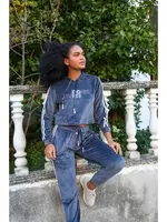 Kadife Kapşonlu Kadın Eşofman Takım Akbeniz 9054 Gri görsel 6