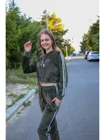 Kapşonlu Kadife Kadın Eşofman Takım Akbeniz 9055 Haki görsel 4