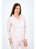 Çiçekli Gömlek Yaka Penye Uzun Kollu Kadın Pijama Takım Akbeniz 2776 farklı açı