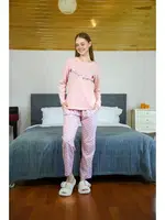 Kalpli Penye Uzun Kollu Pijama Takım Akbeniz 4115 Somon görsel 4