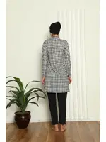 Kareli Tam Tesettür Dijital Desenli Mayo 31040 farklı açı